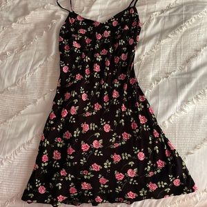 Black flower mini dress